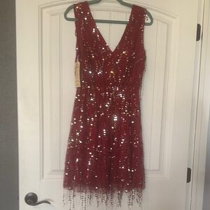 Fun and Flirty Red Sequin Dress